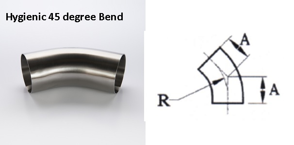 Hygienic 45 degree bend